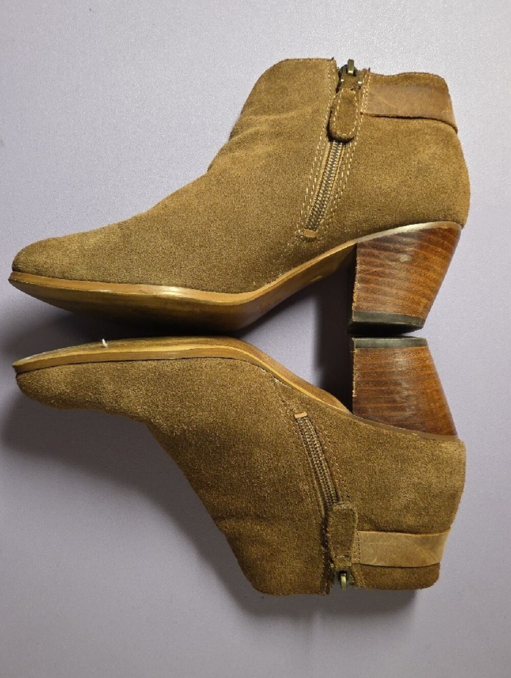 Guess Brown Suede Ankle Booties with Side Zip